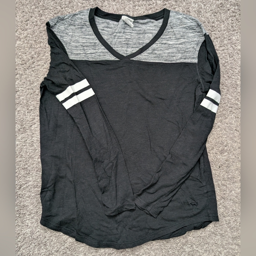 Victoria's Secret Black and Gray Long Sleeve Tee